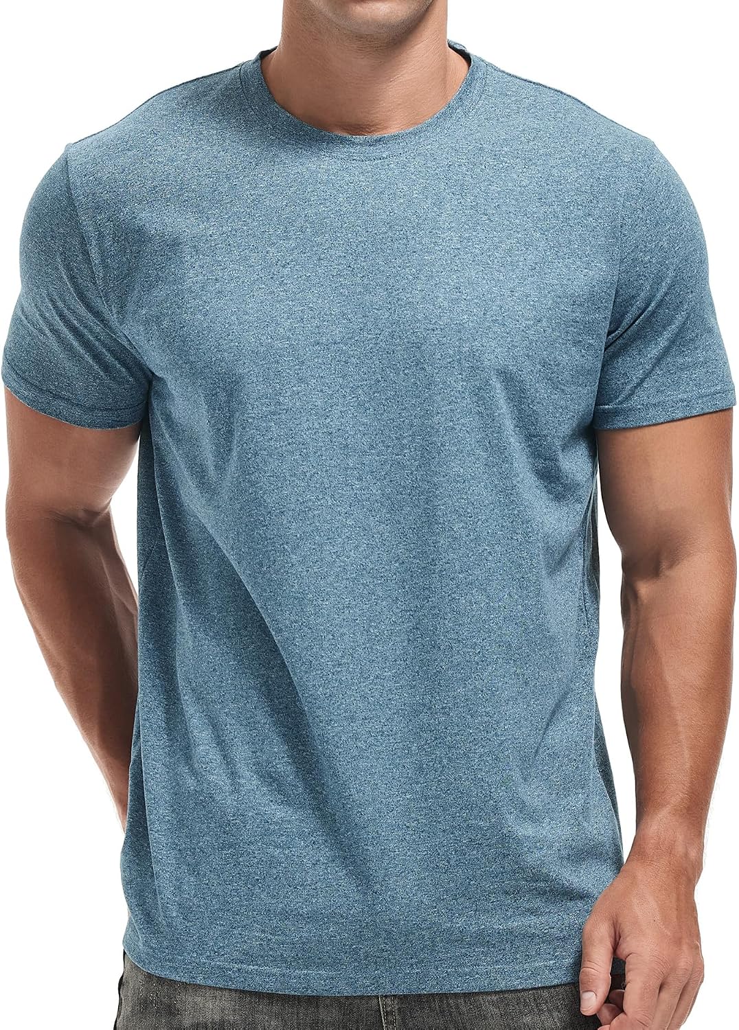 VEIISAR Men's Cotton Stretch T-Shirt, Midweight, Soft & Breathable, for Daily & Sports, All-Season - T3 Dark Blue