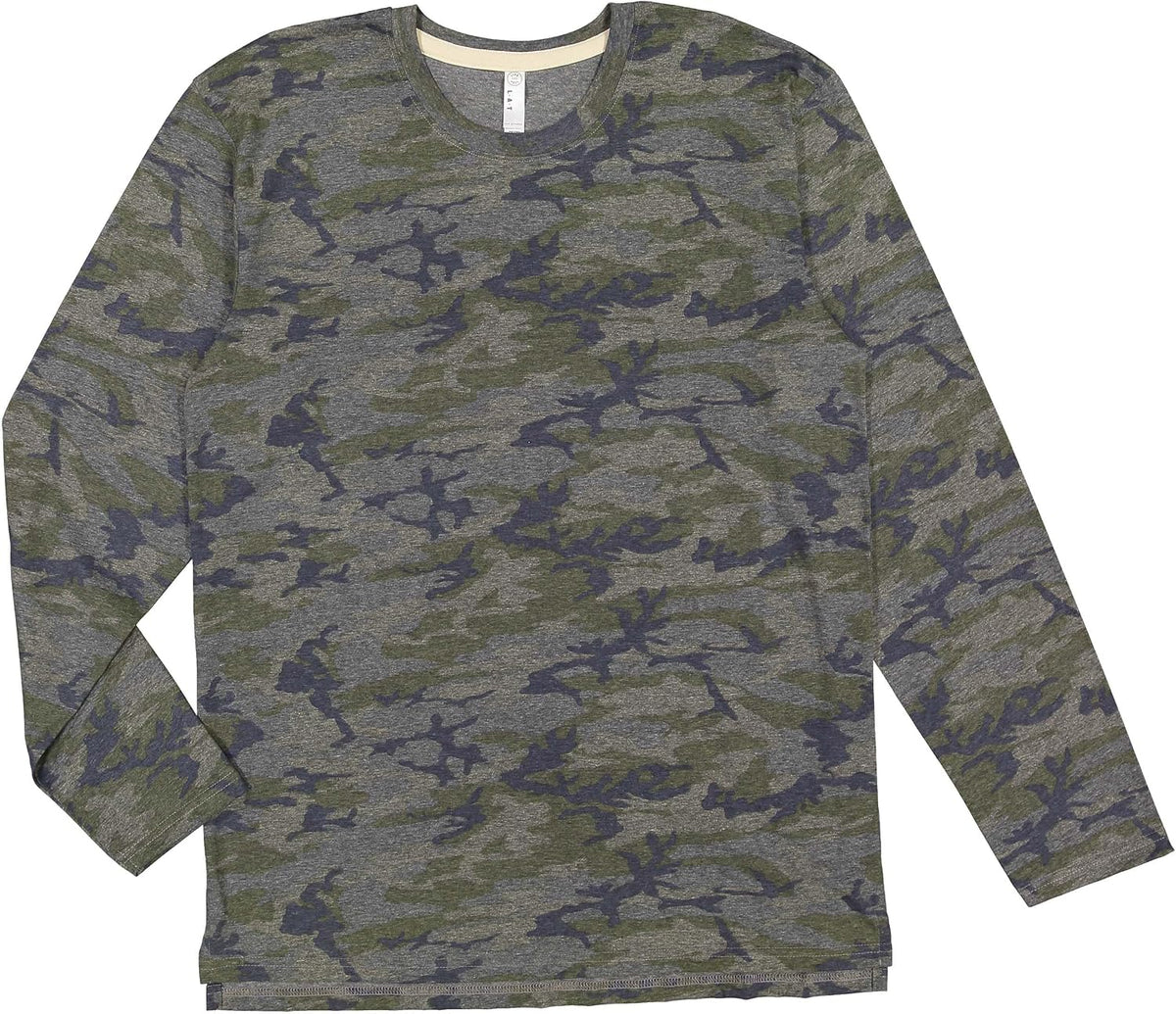 LAT Adult Unisex Long Sleeve Fine Jersey T-Shirt (6918) - Vintage Camo