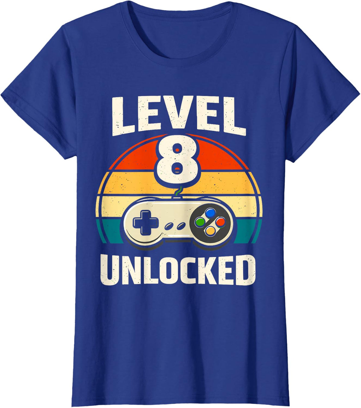 8th Birthday Level 8 Unlocked Gamer Gaming Eight Birthday T-Shirt - Royal Blue