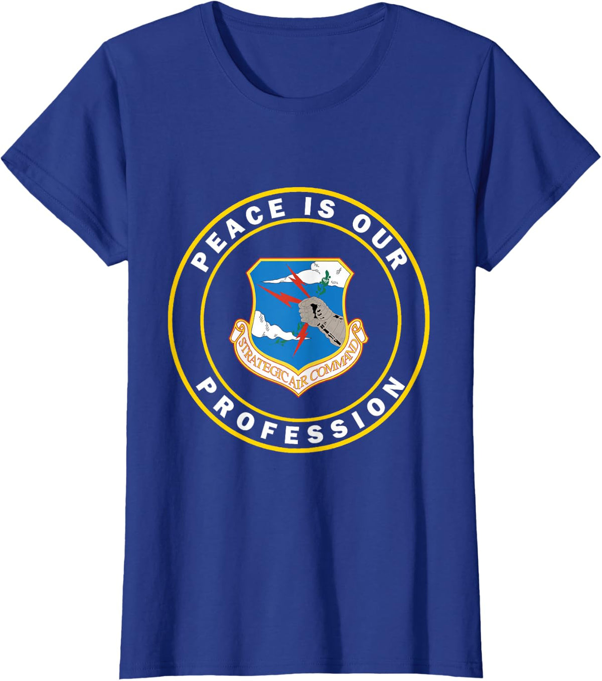 Strategic Air Command SAC Cold War Peace is Our Profession T-Shirt - Royal Blue