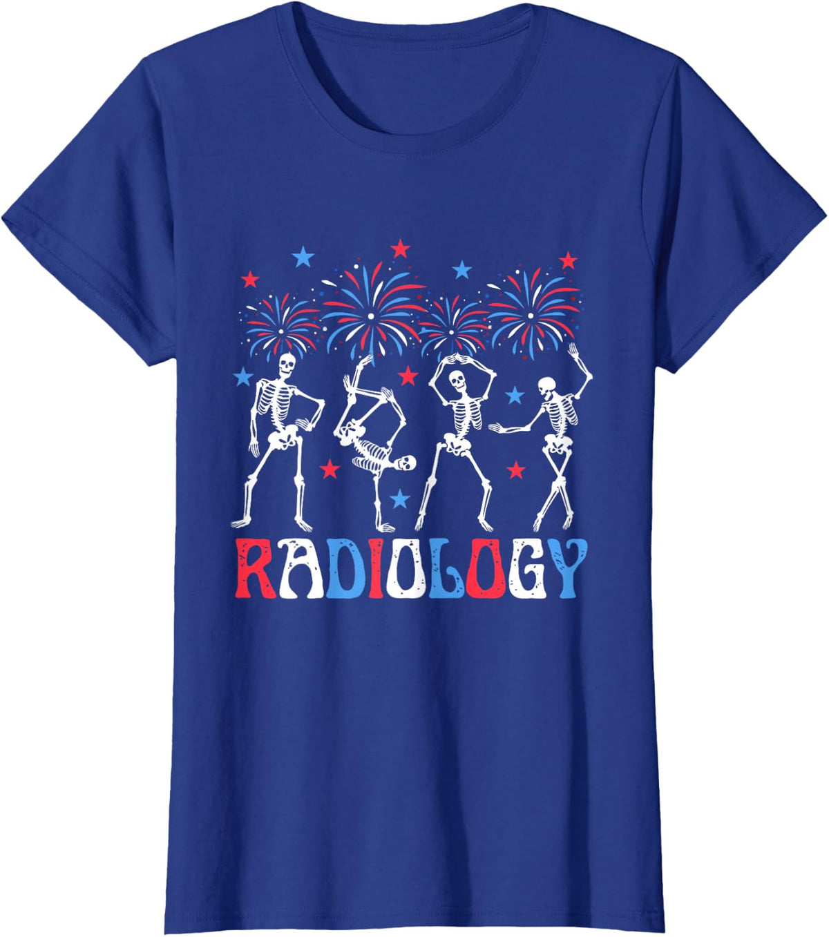 Dancing Skeleton Radiology X-ray Tech Patriotic 4th Of July T-Shirt - Royal Blue