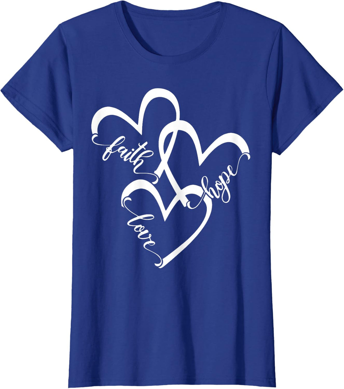 Faith Hope Love Heart God Jesus Christian Religious T-Shirt - Royal Blue