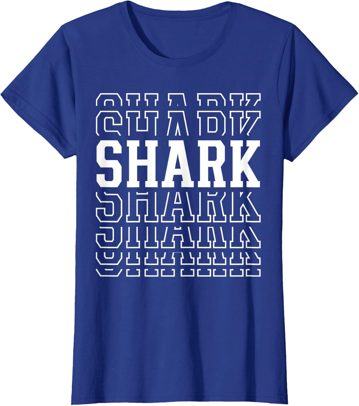 Shark Layered Text Costume Animal Lover T-Shirt - Royal Blue