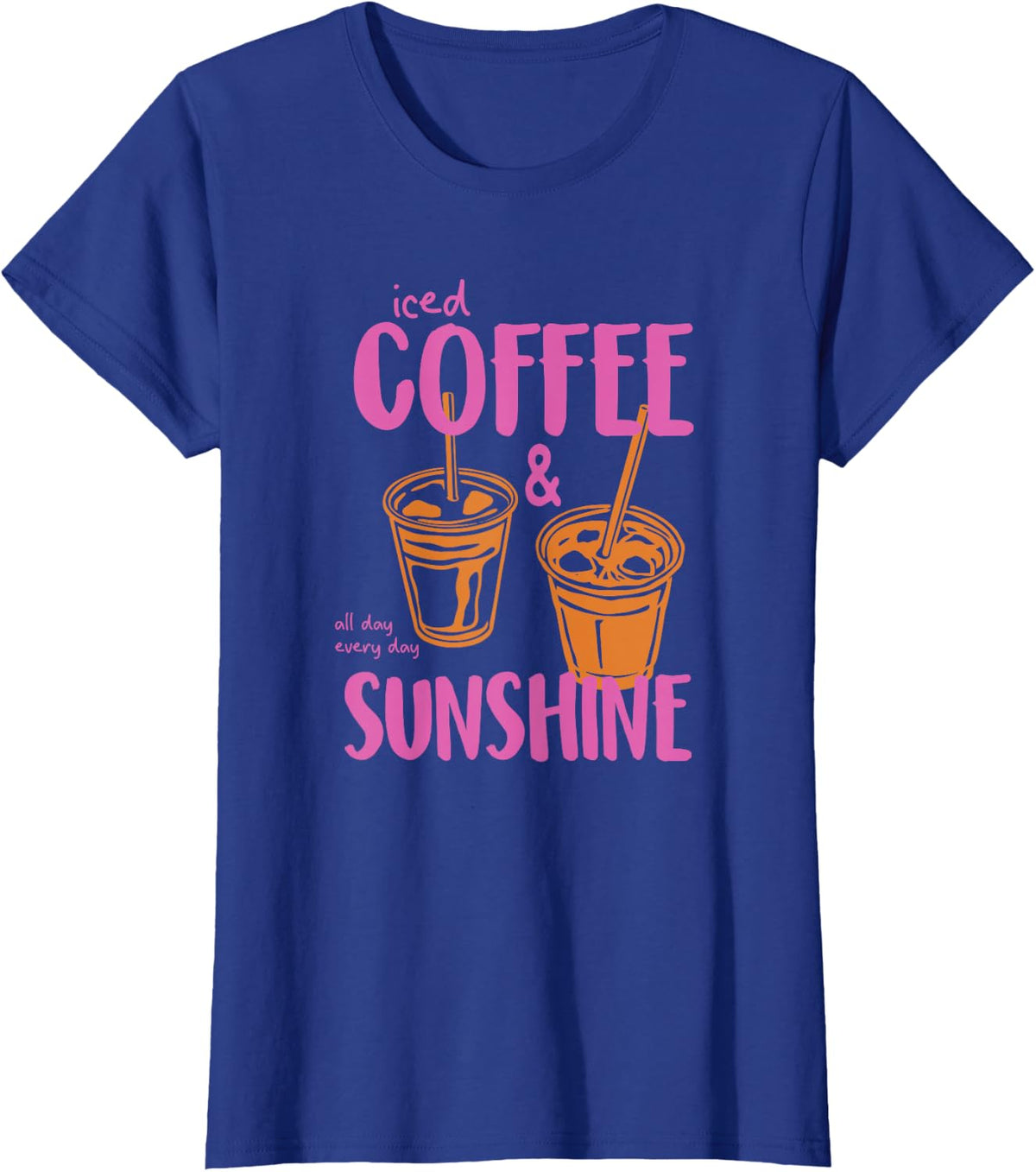 Retro Iced Coffee and Sunshine, Coffee Lover Summer Women T-Shirt - Royal Blue