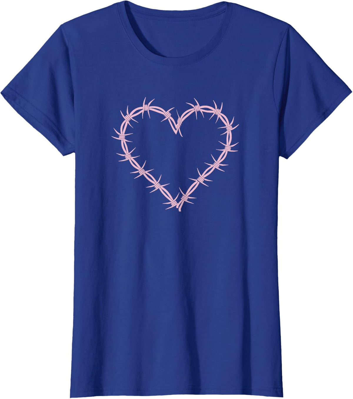 Barbed Wire Heart Grunge Punk Pastel Goth Aesthetic Egirl T-Shirt - Royal Blue