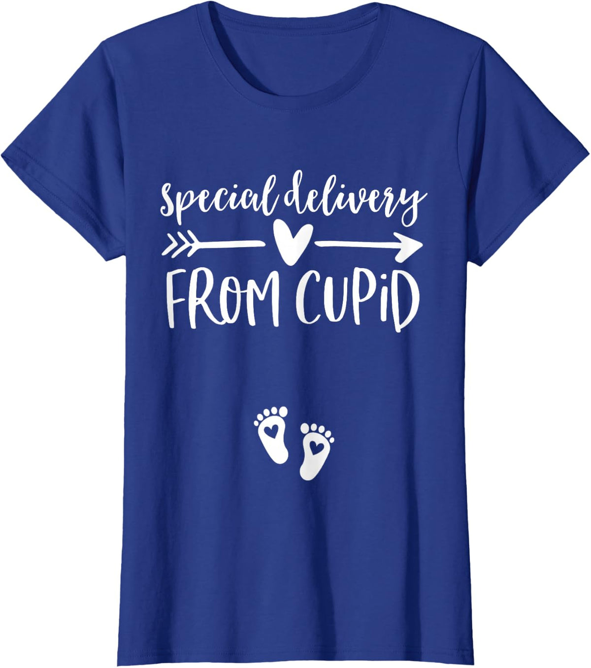Womens Valentines Day Couples Pregnancy Announcement Shirt Cupid T-Shirt - Royal Blue