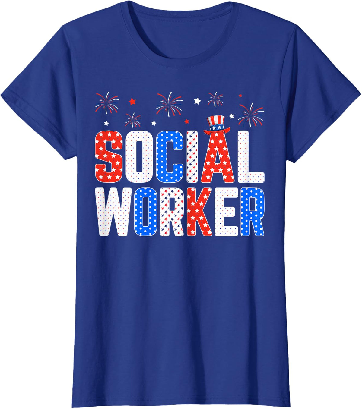 4th of July USA Patriotic Social Worker T-Shirt - Royal Blue