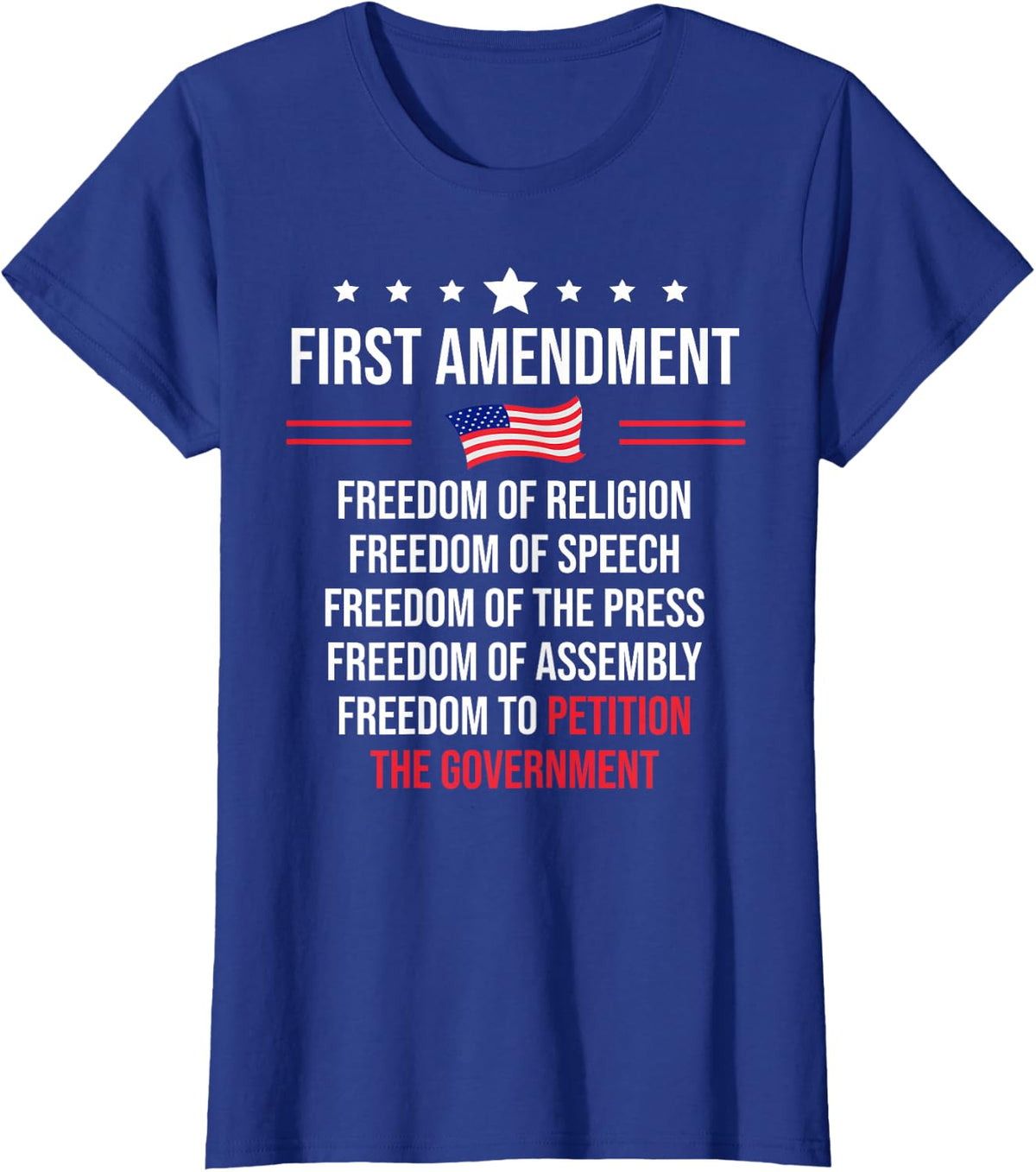 First Amendment Freedom of Speech US Democracy 1st Amendment T-Shirt - Royal Blue