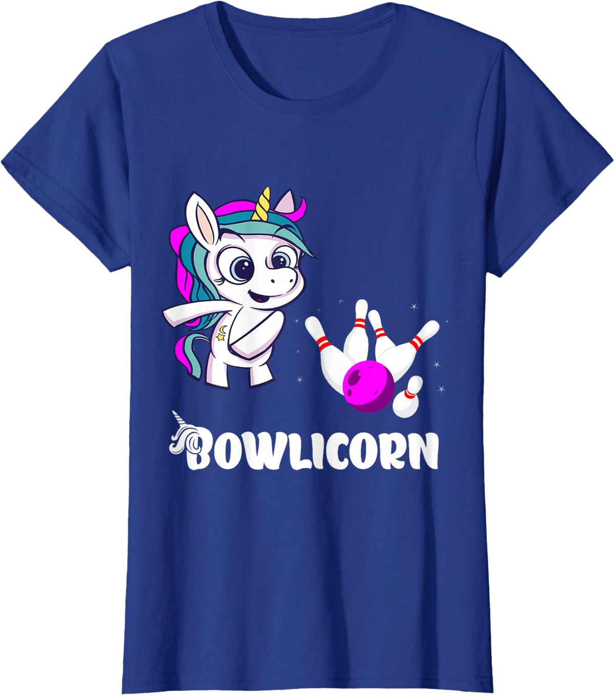 Unicorn Bowling Pin Strike Bowling Bowler Bowling Team T-Shirt - Royal Blue