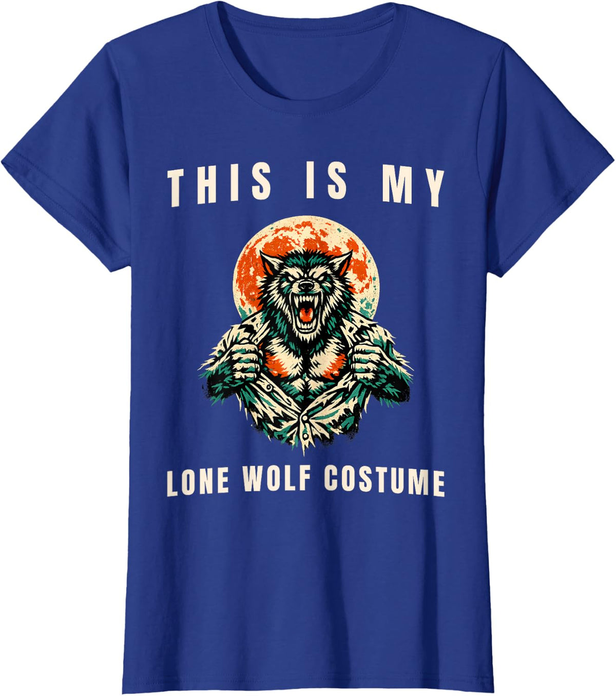 This is My Lone Wolf Costume Werewolf Ripping Shirt Meme T-Shirt - Royal Blue