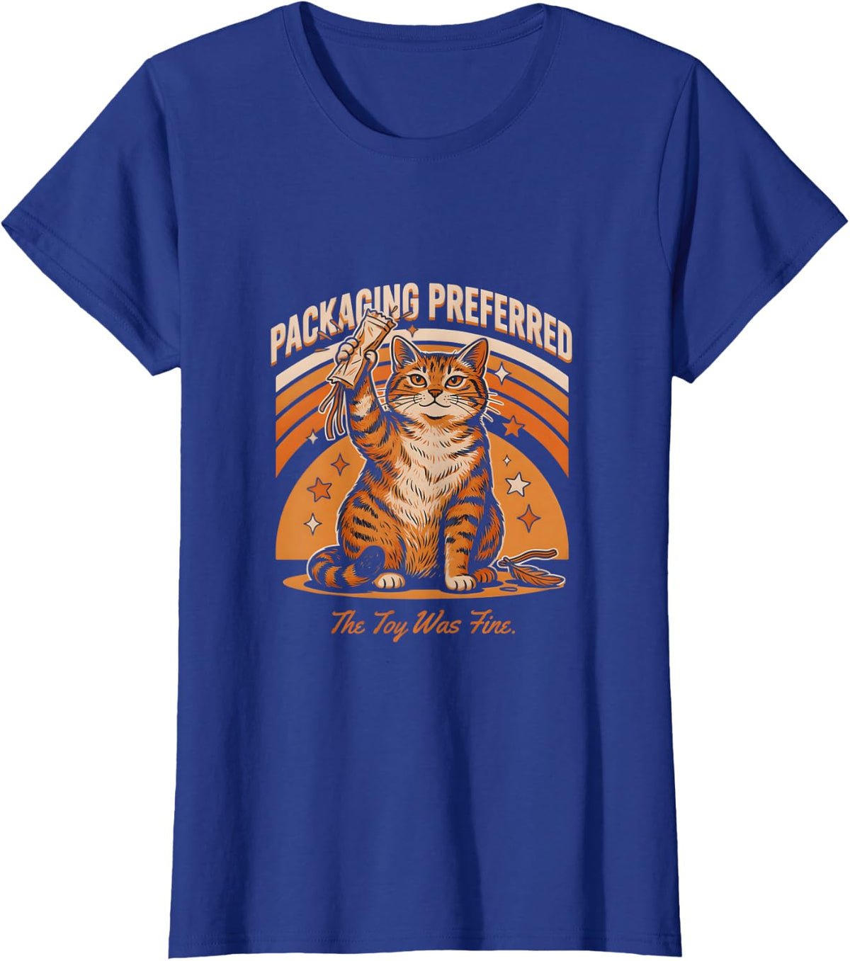 Orange Tabby The Joy was Fine Cat Humor T-Shirt - Royal Blue