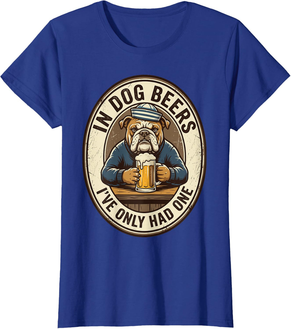 English Bulldog Beer Lover Dog Dad Vintage Brewery T-Shirt - Royal Blue