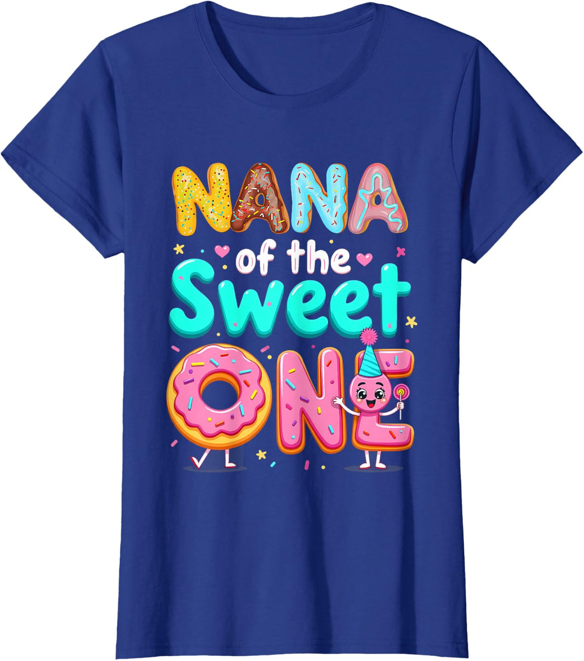 1st Birthday Donut Grandma Nana Of The Sweet One T-Shirt - Royal Blue
