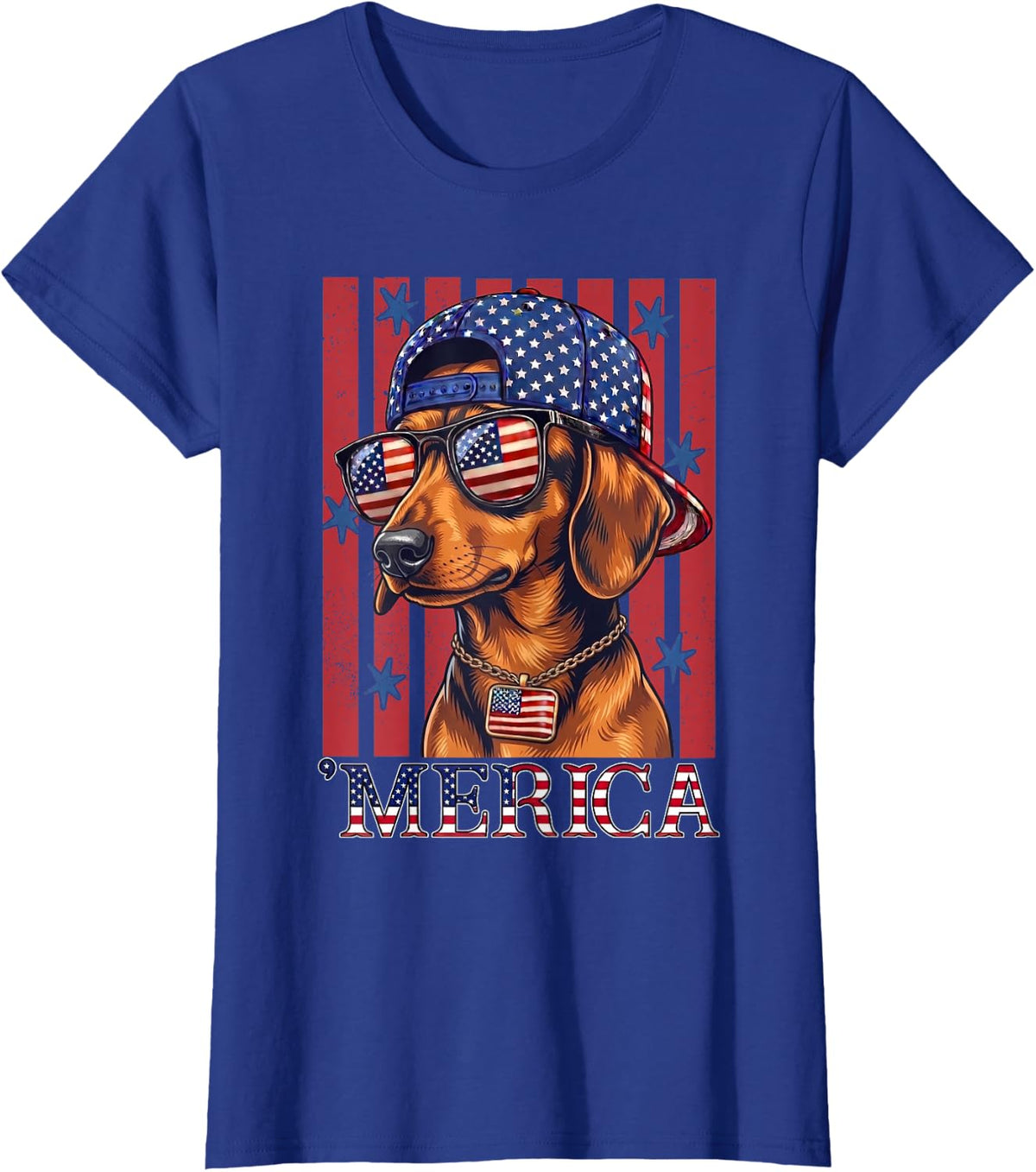 Dachshund Dog 250th America Patriotic USA 4th of July T-Shirt - Royal Blue
