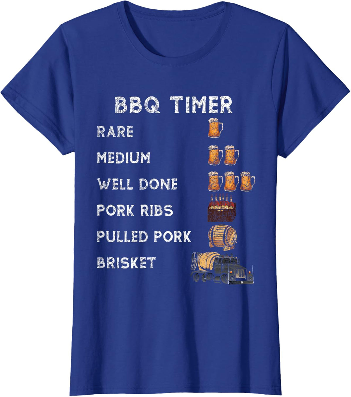BBQ Smoker BBQ Timer Rare Pork Ribs Pulled Pork Brisket T-Shirt - Royal Blue