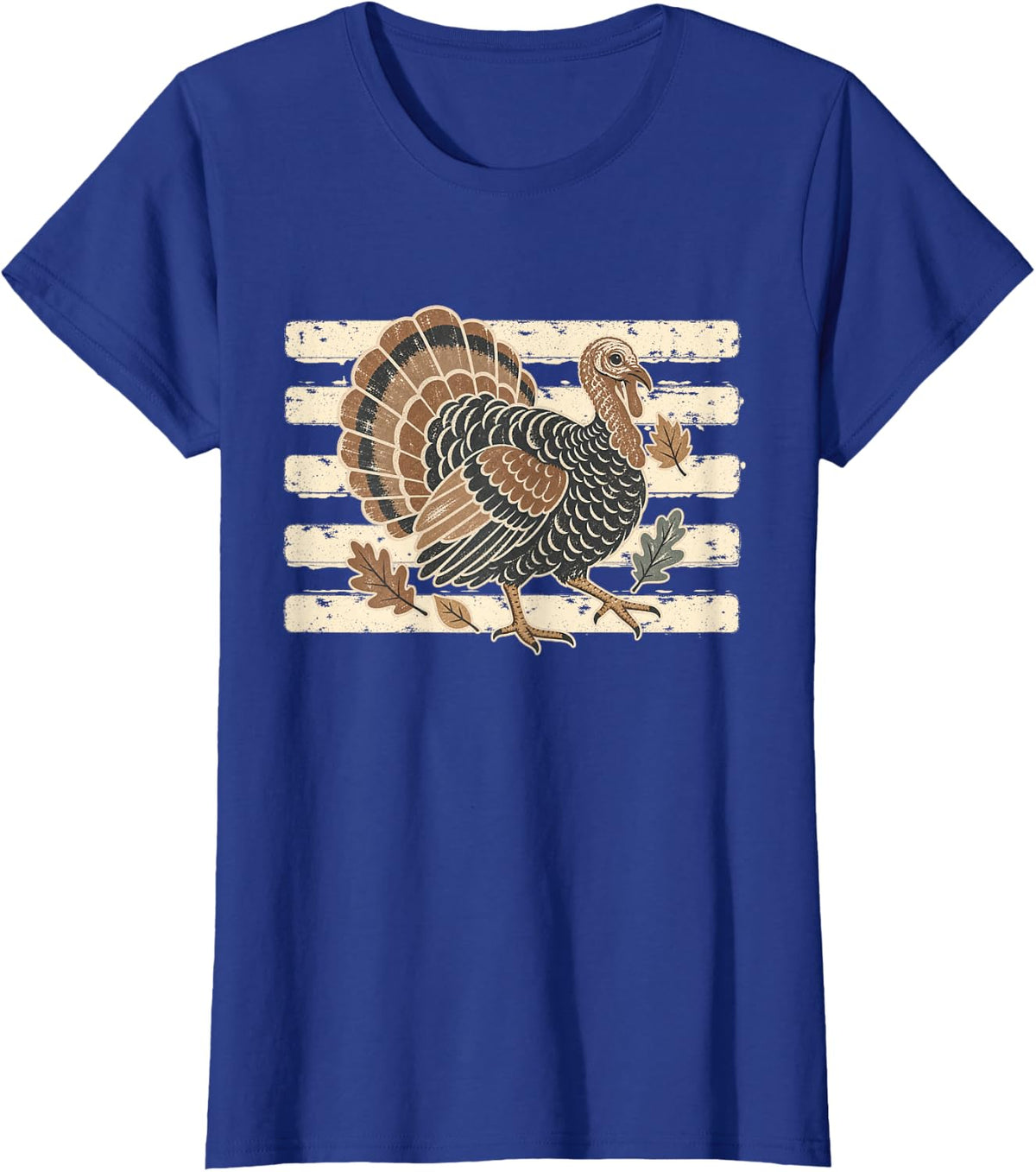 Striped Turkey Hunting Season Hunter Fall Thanksgiving T-Shirt - Royal Blue