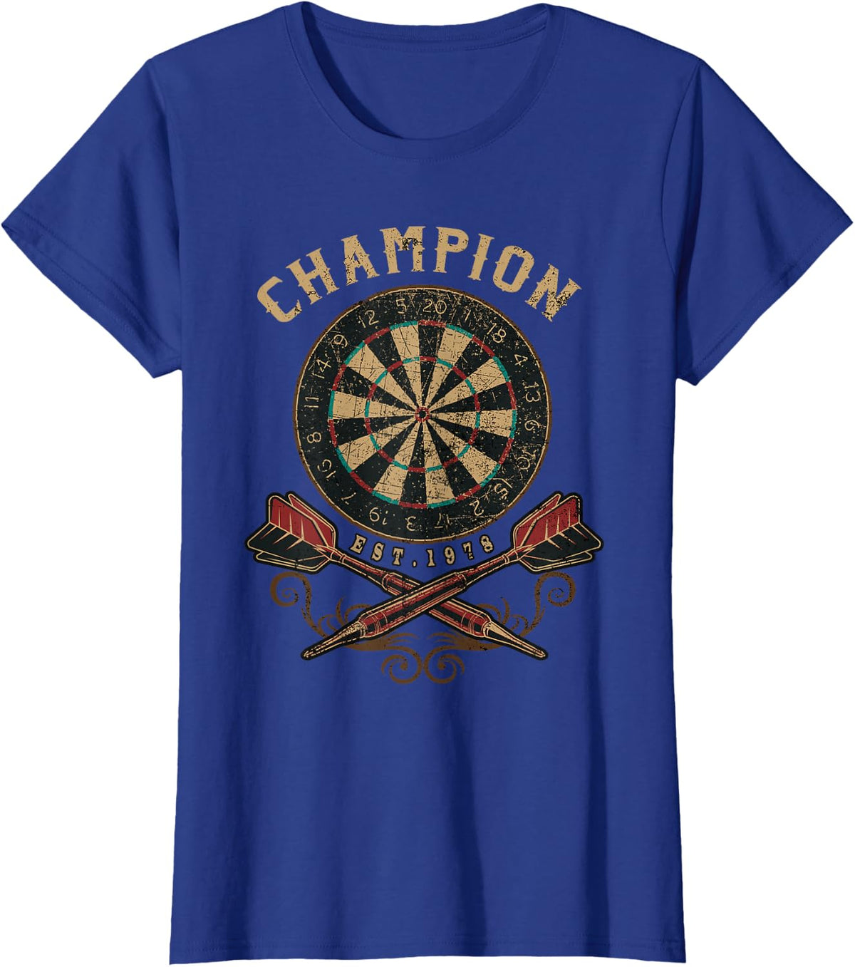 Champion Dartboard - Favorite piece for Fans & Pros Dart T-Shirt - Royal Blue