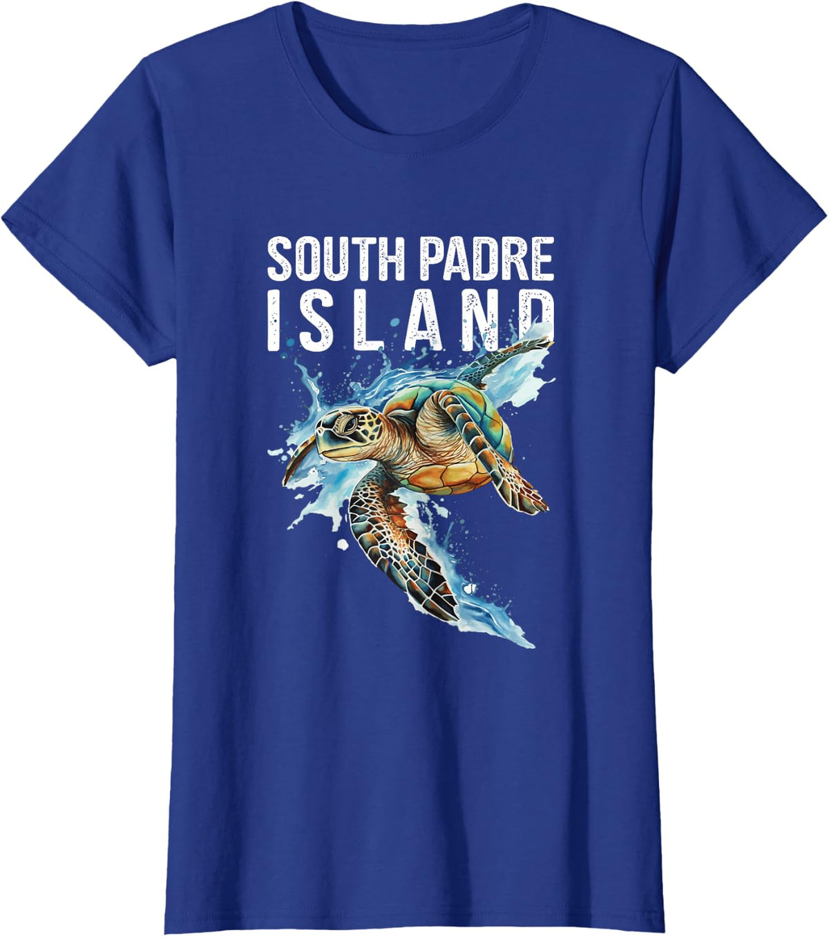 South Padre Island Texas Souvenir Watercolor Sea Turtle T-Shirt - Royal Blue