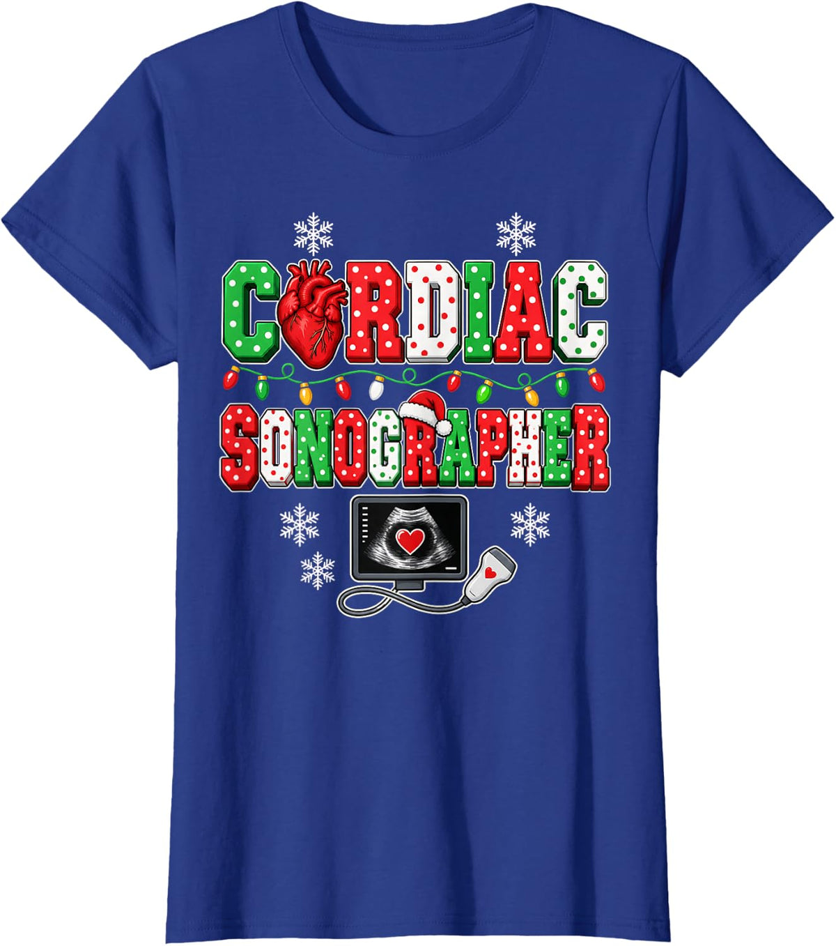 Cardiac Sonographer Christmas Shirt Cardiology Echo T-Shirt - Royal Blue