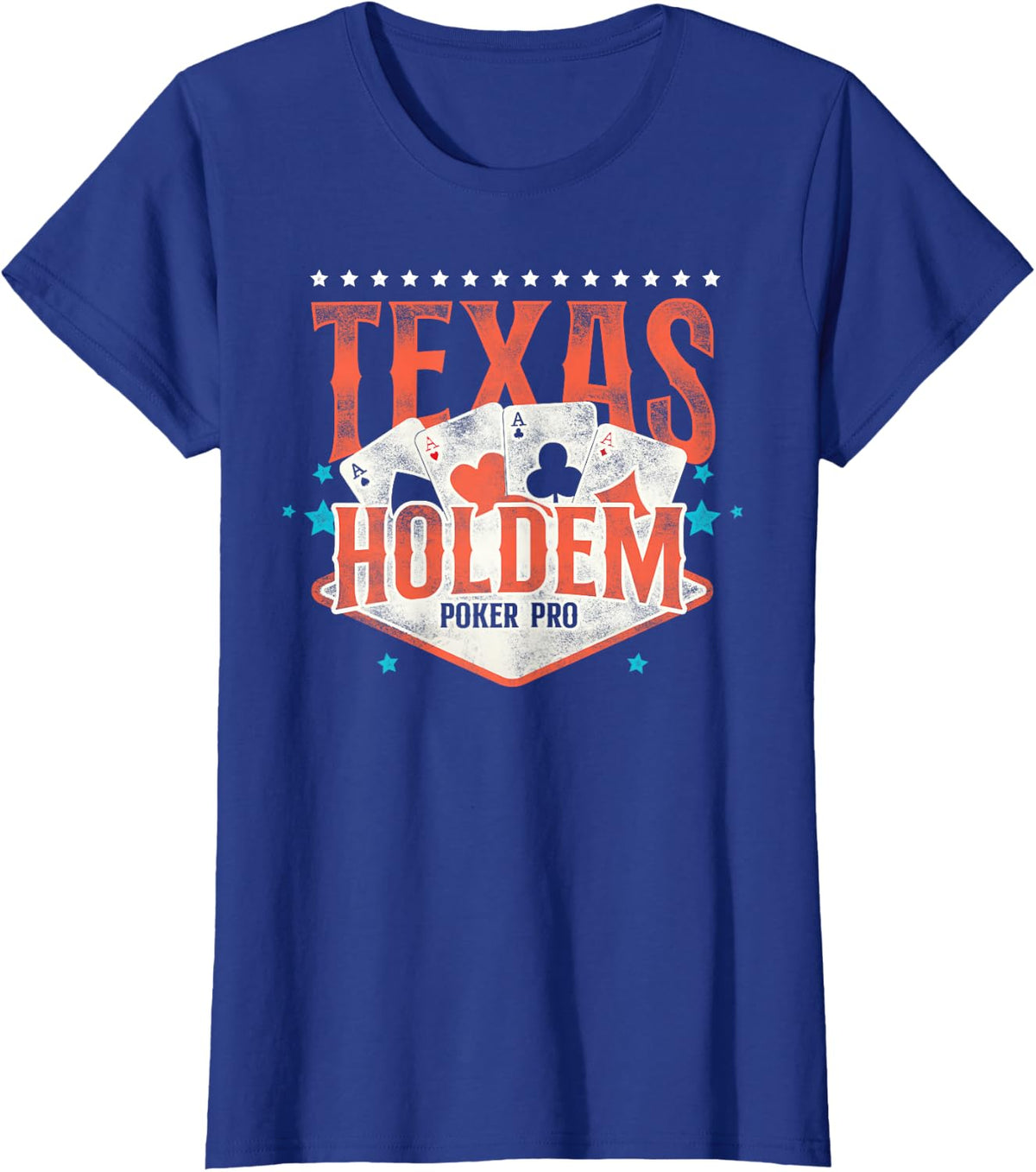 Poker Vintage Texas Holdem Poker Pro T-Shirt - Royal Blue