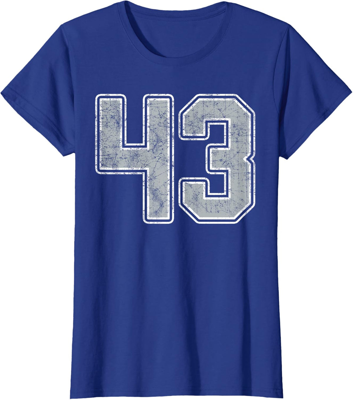 Silver White Number 43 Jersey Player Uniform #43 T-Shirt - Royal Blue