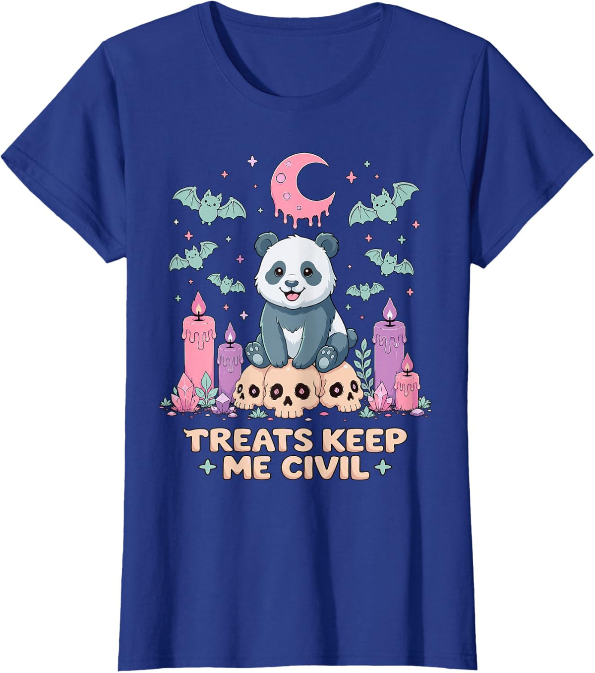 Panda Bear Kawaii Pastel Goth Halloween T-Shirt - Royal Blue