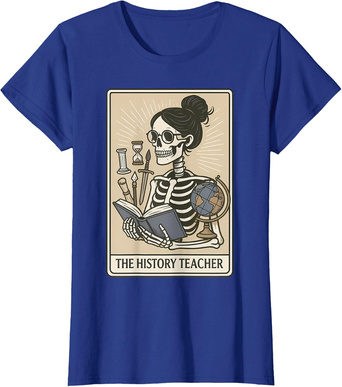 History Teacher Skeleton Tarot Card Social Studies Teaching T-Shirt - Royal Blue