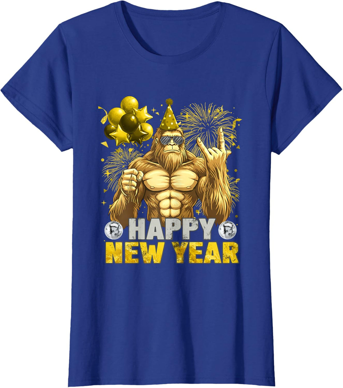 Funny Happy New Year 2027 Bigfoot Lovers New Years Eve Party T-Shirt - Royal Blue