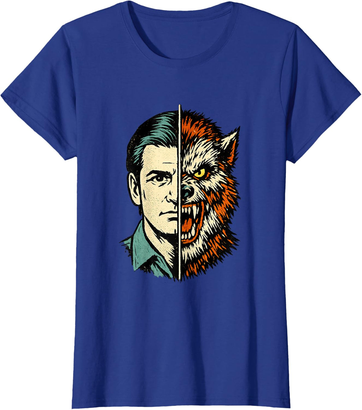 Half Man Half Werewolf Meme T-Shirt - Royal Blue