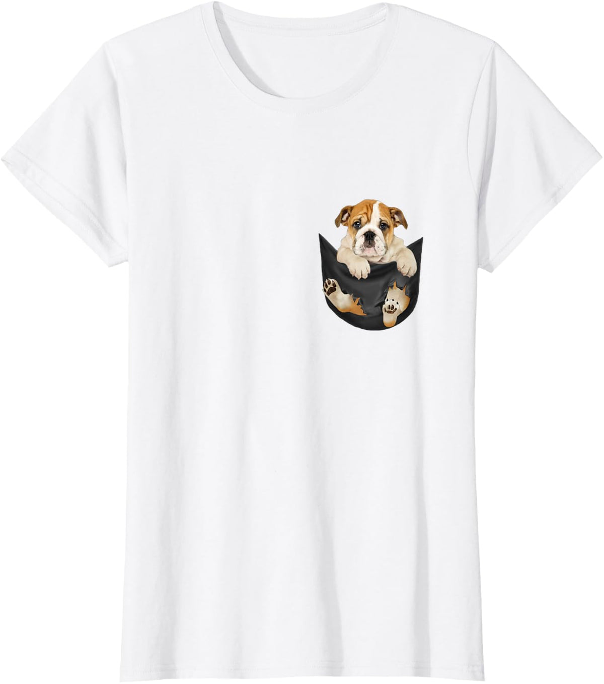 Dog Lovers Gifts Bulldog In Pocket Funny Dog Face T-Shirt for Men Women Kids - White
