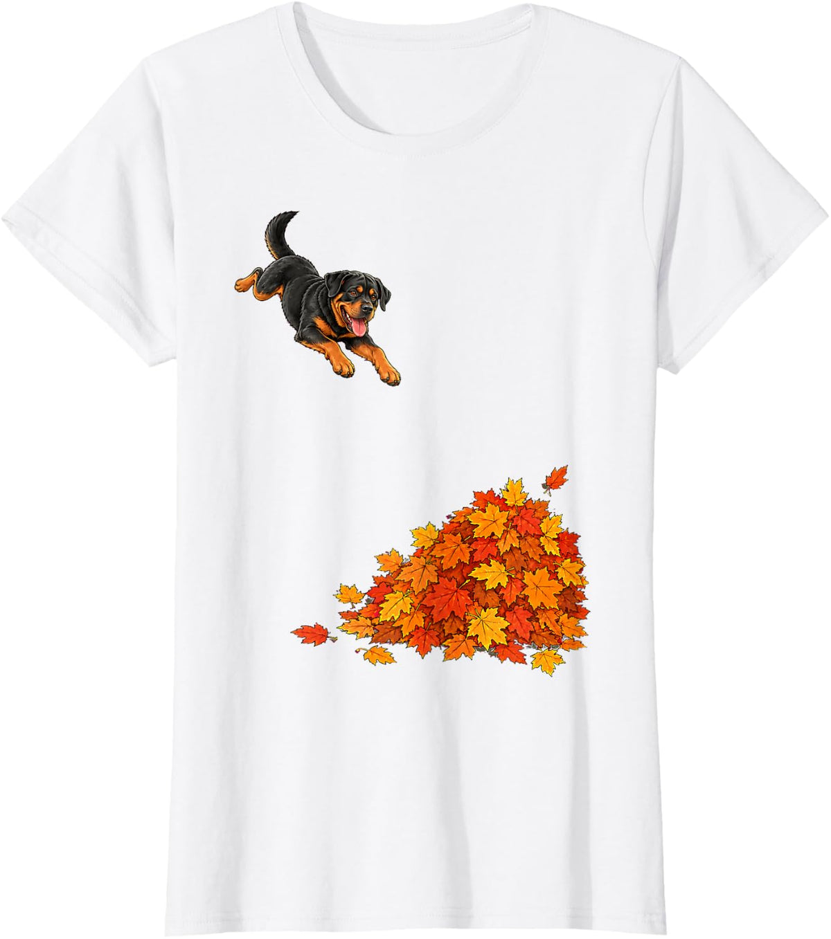 Rottweiler Leaf Pile T-Shirt - White