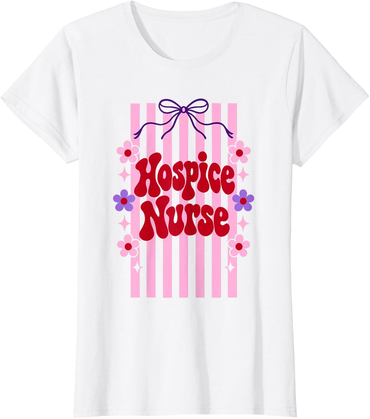 Hospice Nurse Floral Coquette T-Shirt - White