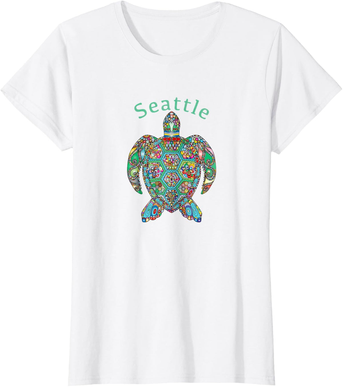 Seattle T-Shirt Tribal Turtle Gift T-Shirt - White
