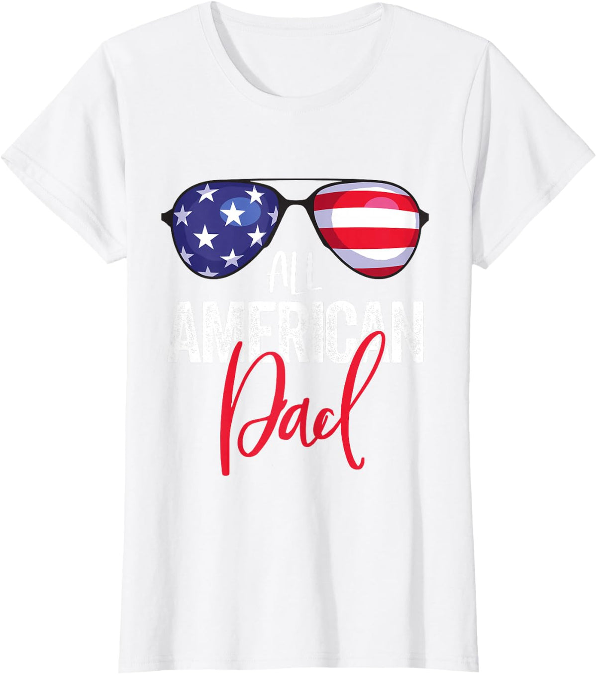 Family Matching 4th of July Shirt Men Dad American Flag T-Shirt - White