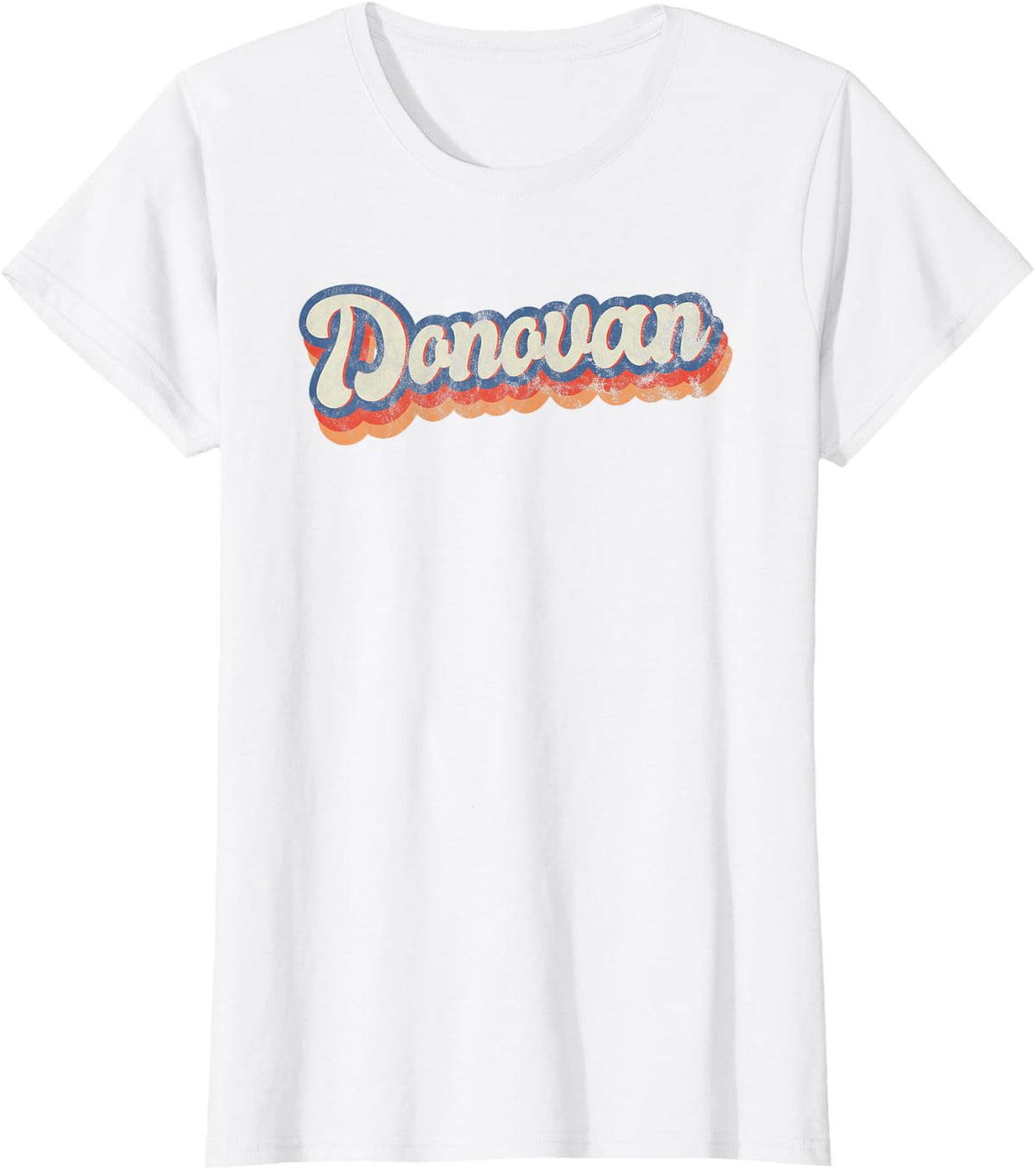 Donovan Personalized Name Shirt Custom Lettering 70's T-Shirt - White