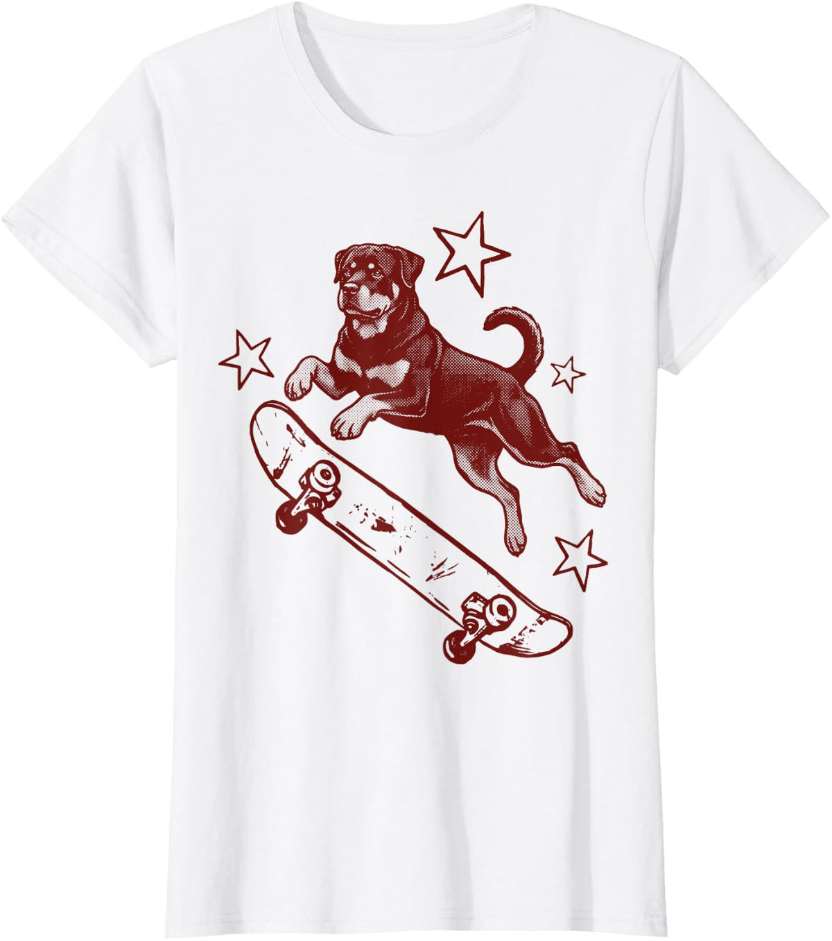 Rottweiler Skateboard 2000s Aesthetic T-Shirt - White