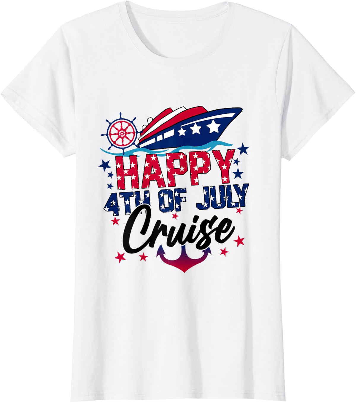 Happy 4th Of July Cruise Patriotic American Cruising T-Shirt for Women Men - White