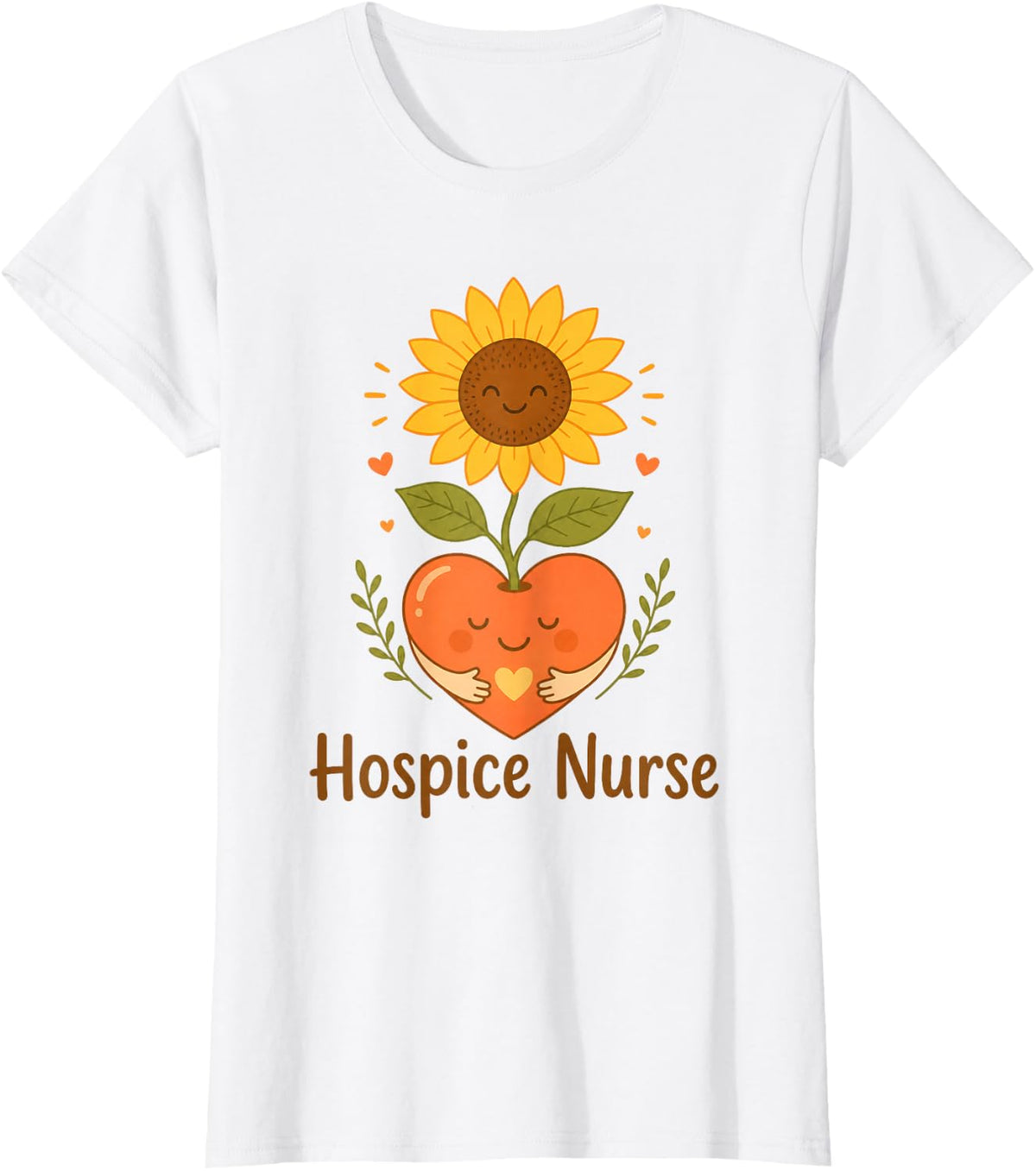 Hospice Nurse Kawaii Sunflower Heart Cute Design T-Shirt - White