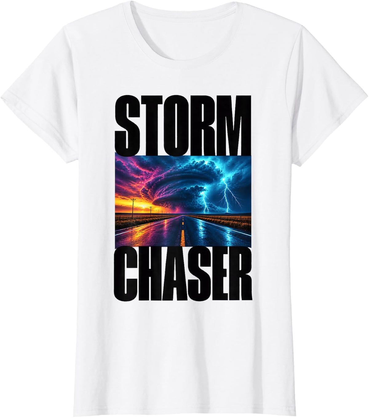 Storm Chaser Tornado Road T-Shirt - White