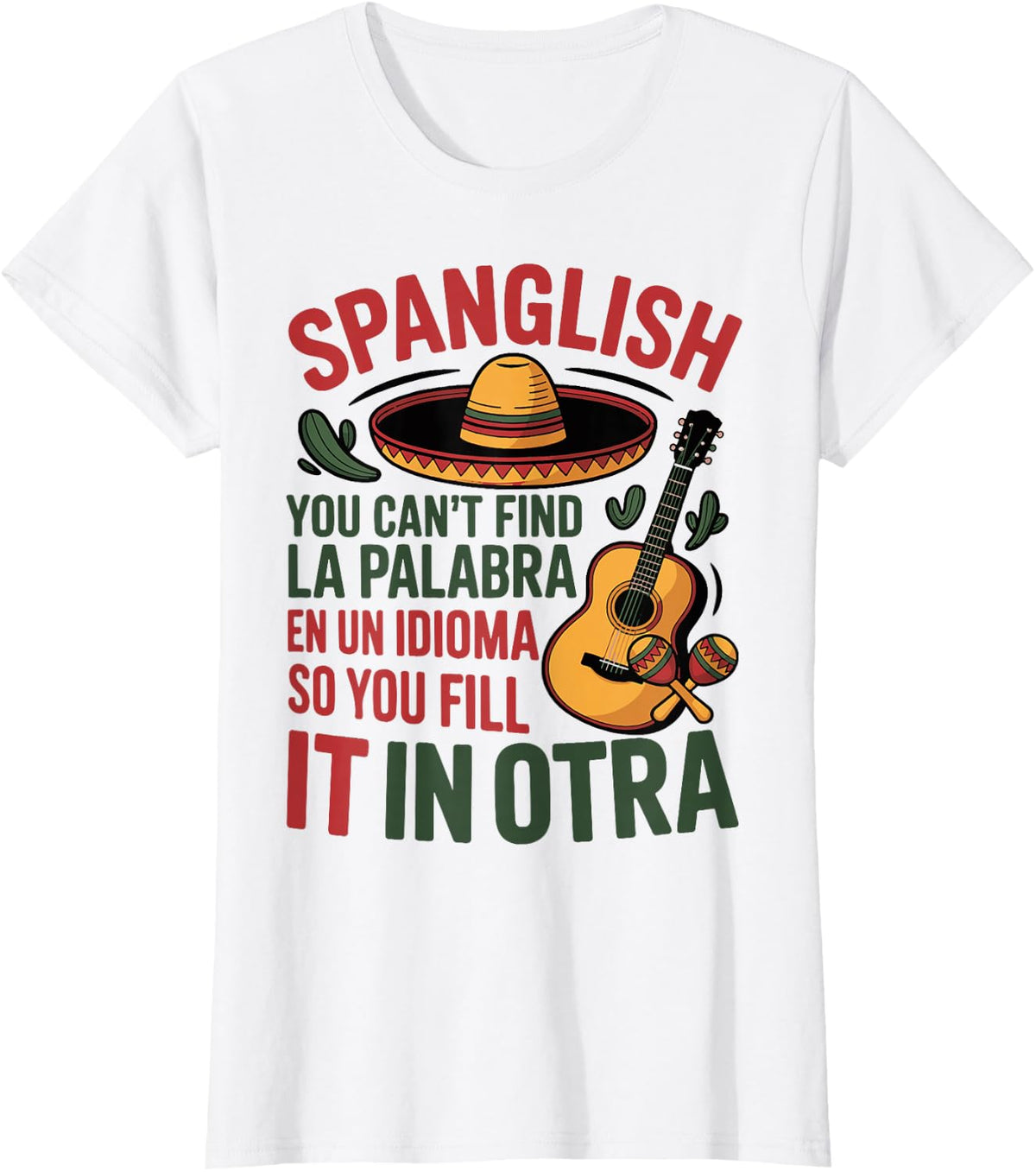 Spanglish English Spanish Teacher Mexican Bilingual Teacher T-Shirt - White