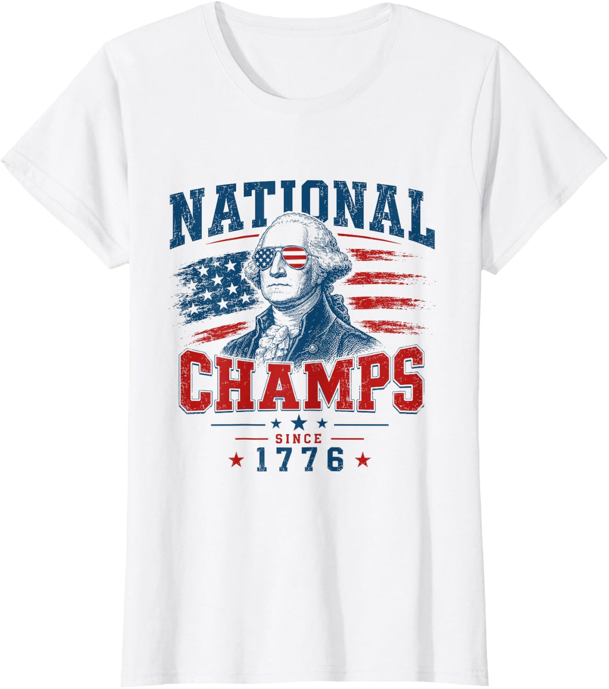 1776 National Champs Vintage Patriotic America 4th of July T-Shirt - White