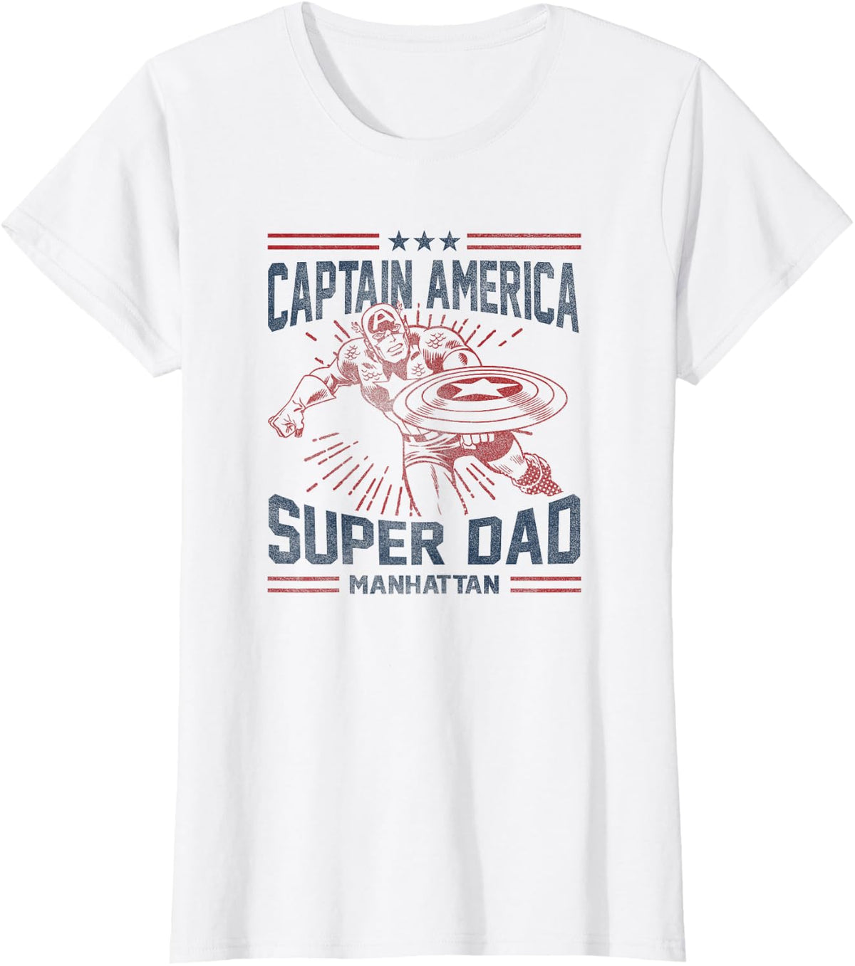 Marvel Father's Day Captain America Super Dad Poster T-Shirt - White