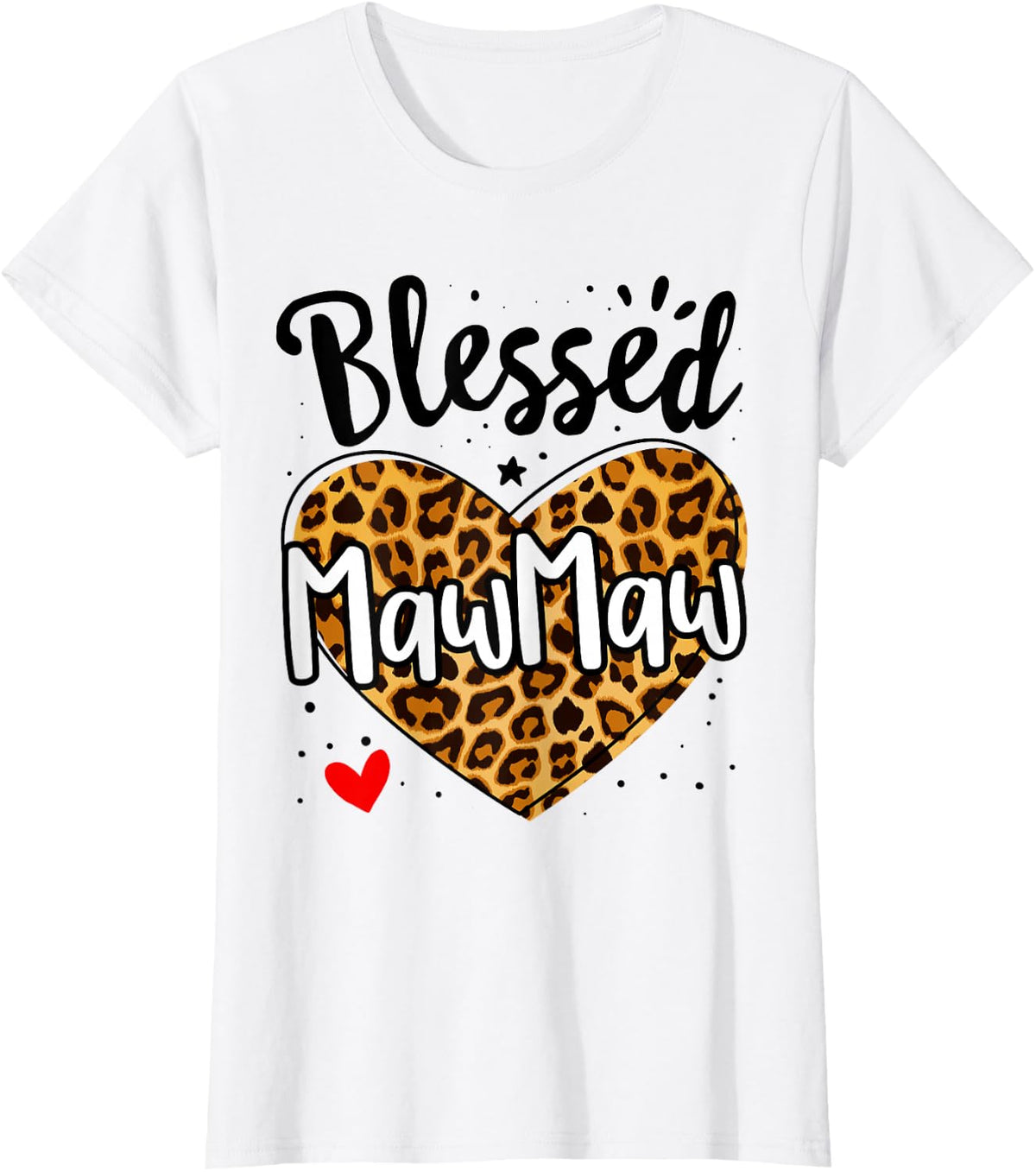 Blessed Mommy Leopard Print Nana Mother's Day Grandma Mama T-Shirt - White