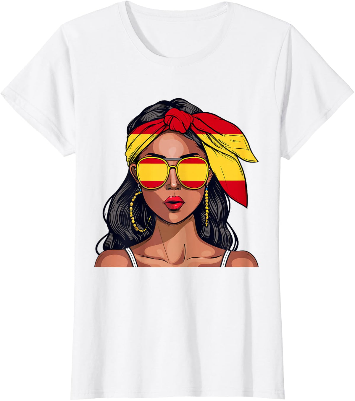 Spanish Souvenirs Products Woman Flag Uniform Spain T-Shirt - White