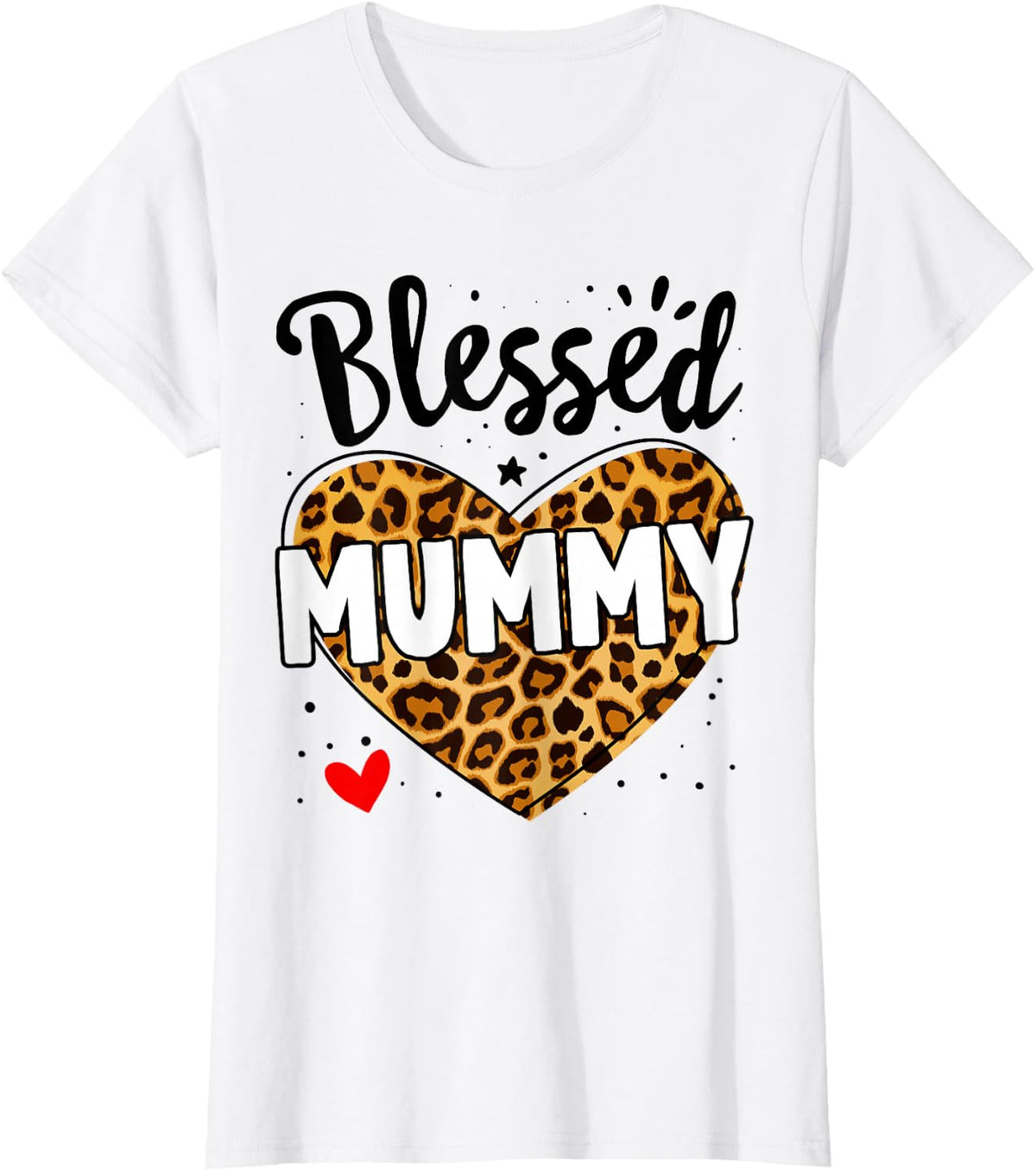 Blessed Mummy Leopard Print Nana Mother's Day Grandma Mama T-Shirt - White