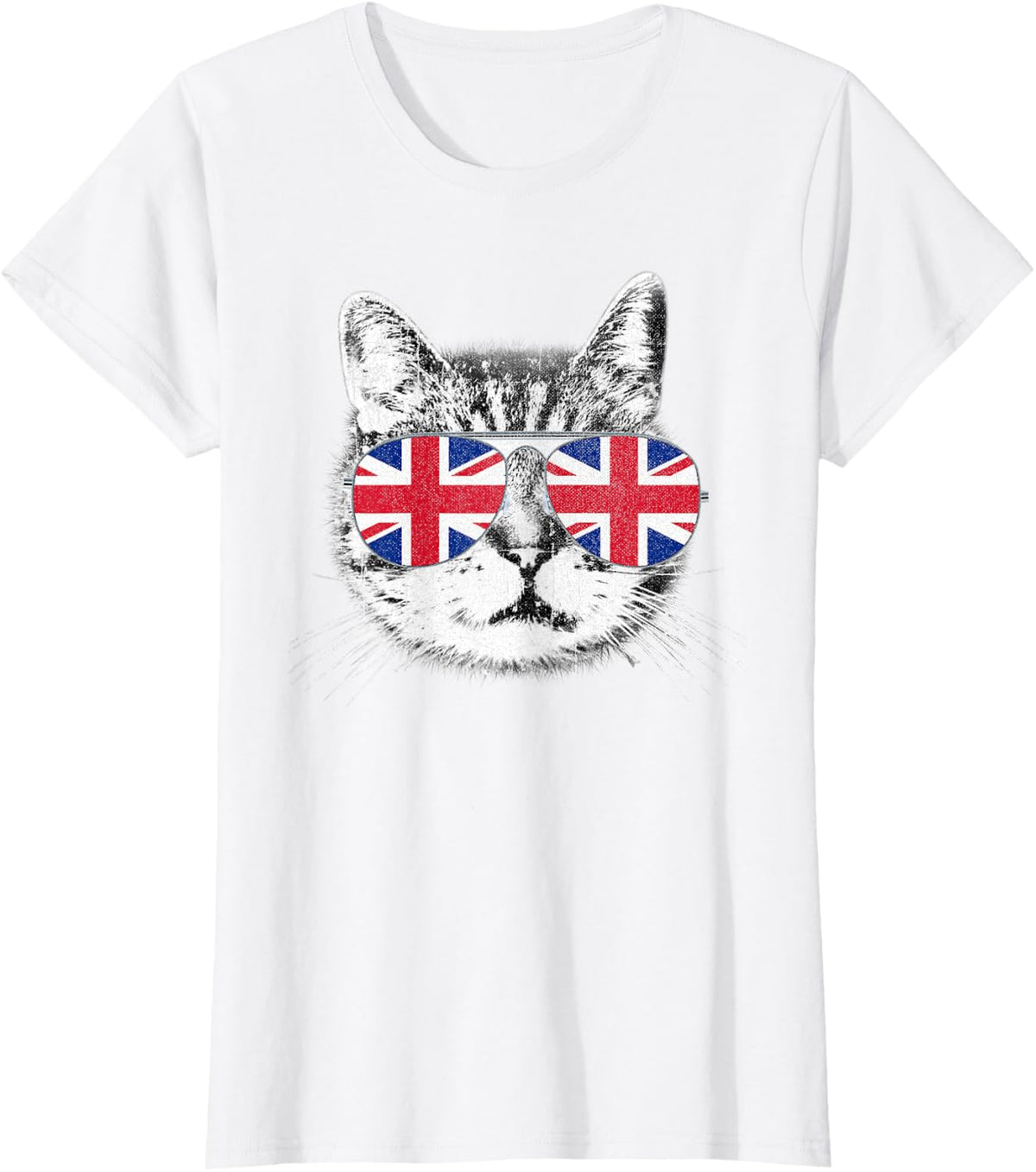 UK Union Jack Flag English England Cat Lover Pride British T-Shirt - White