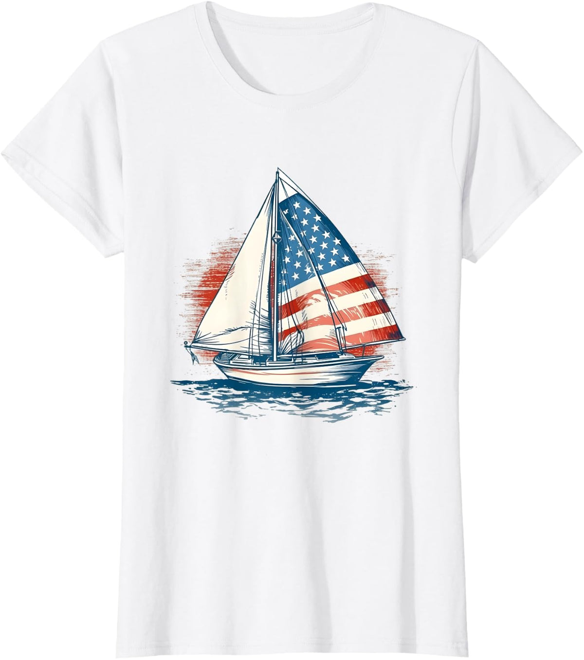 Veterans day, 4th of July patriotic sailboat usa flag Women Men T-Shirt - White