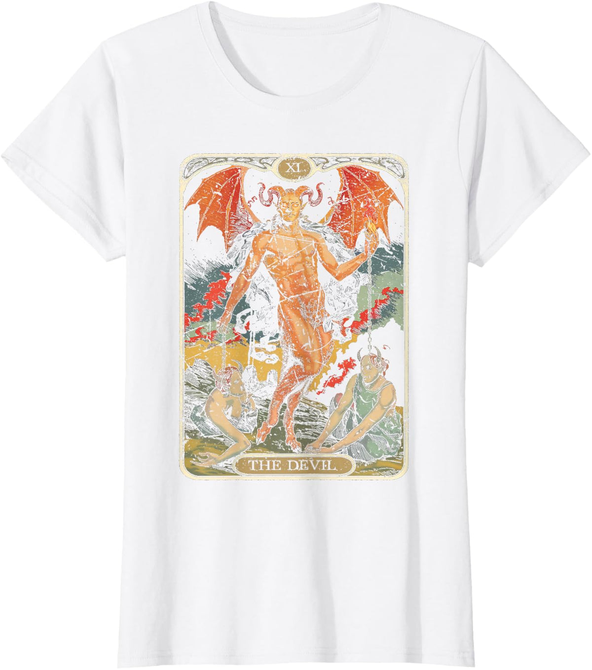 Tarot Card Vintage Devil T-Shirt - White