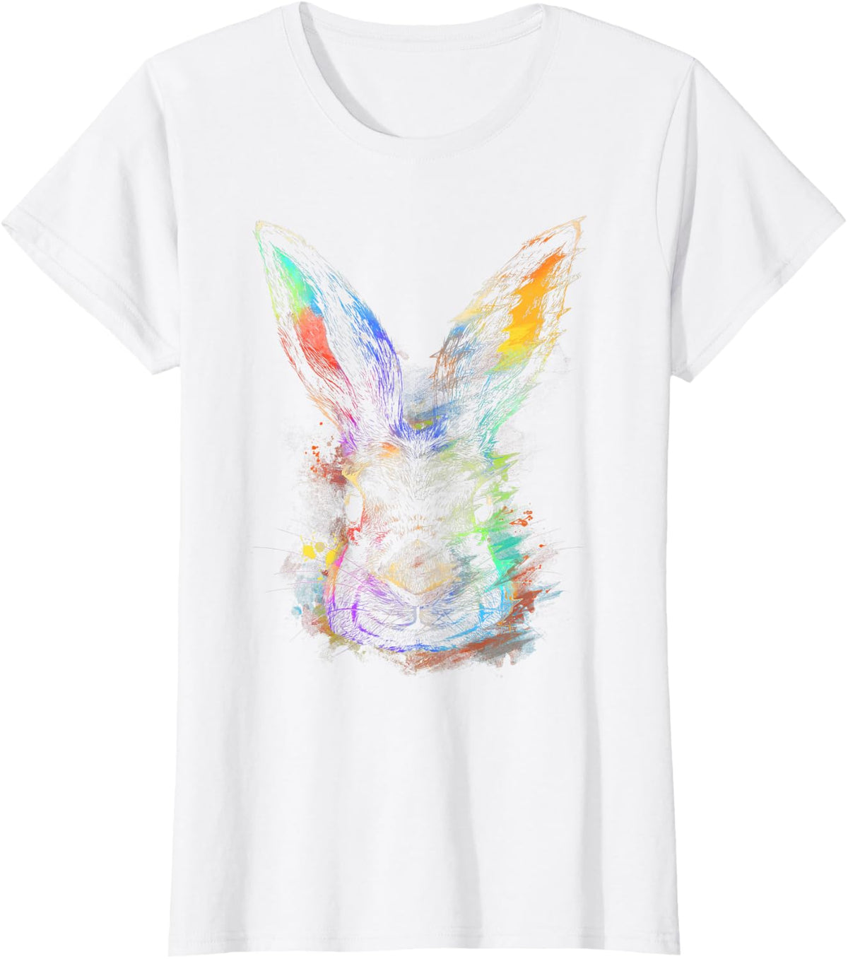 Rabbit colourful animals print animal motif rabbit T-Shirt - White