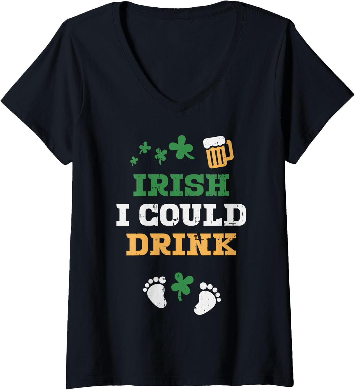 Womens Irish I Could Drink Pregnancy Announcement St Patricks Day V-Neck T-Shirt - Black